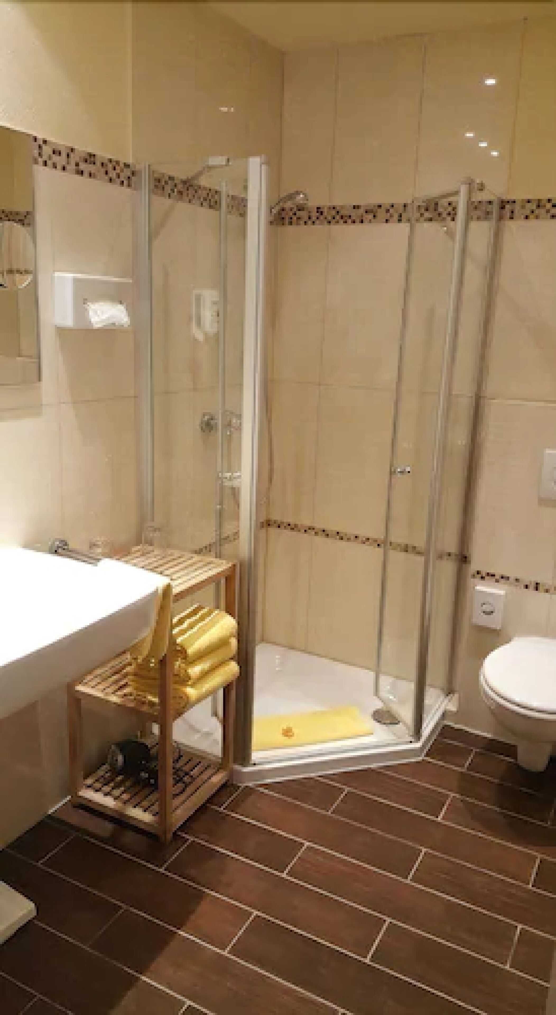 basic double room | bathroom | hair dryer, towels, soap, shampoo