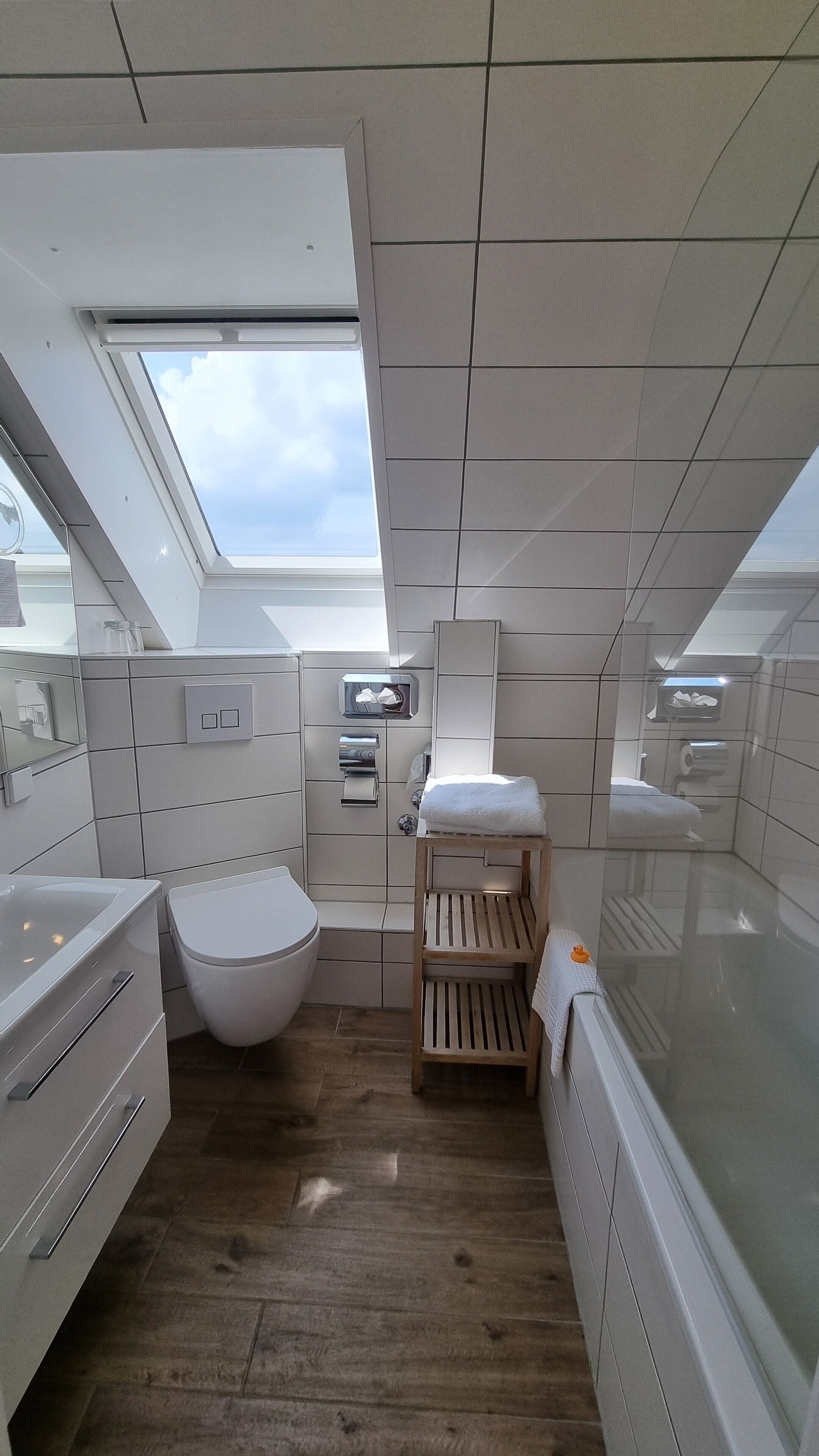 classic double room | bathroom | hair dryer, towels, soap, shampoo