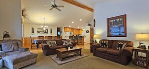 TV, fireplace, DVD player, ping pong