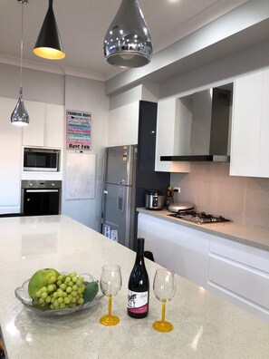 Fridge, microwave, dishwasher, electric kettle