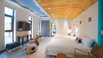 Habitación familiar | Sábanas de algodón egipcio, ropa de cama de alta calidad y edredón