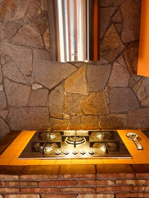 Fridge, oven, stovetop, coffee/tea maker