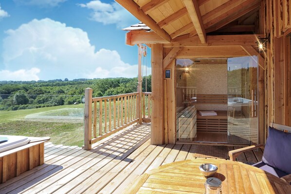 Cabin, Non Smoking, Sauna | Terrace/patio - La Mandrélie - La Cabane Du Grand Chêne (Saint-Martin-des-Combes)