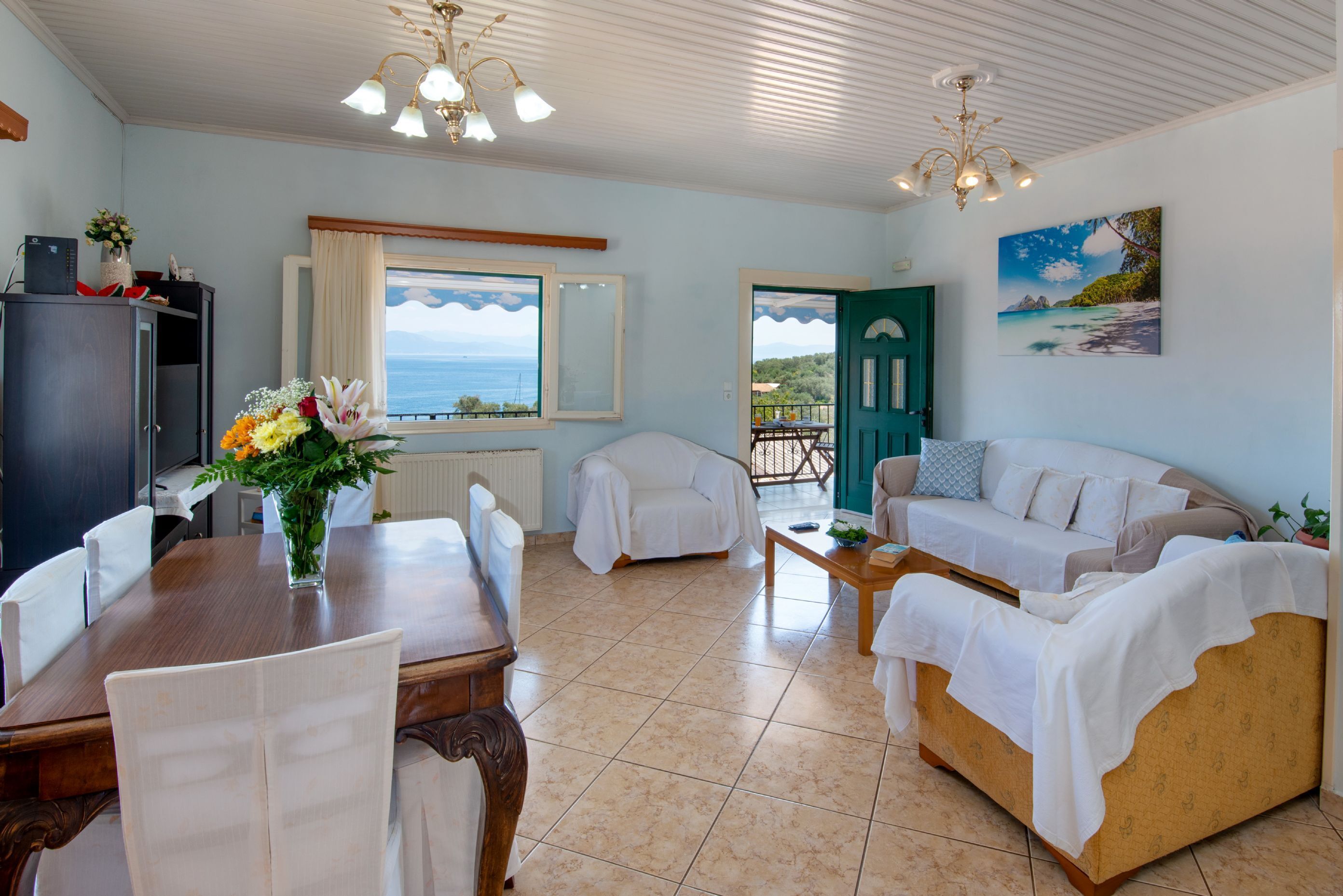 TV, DVD player, books