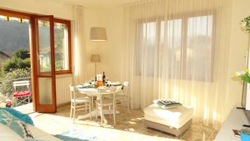 TV, DVD player, books, video library