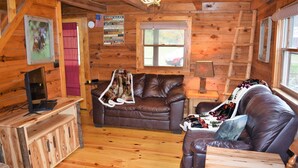 Cabin, 2 Queen Beds (River Dreaming) | Living area | Fireplace - River Dreaming (Townsend)