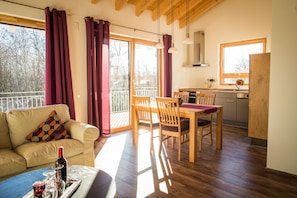 Flat-screen TV, DVD player, table tennis, stereo