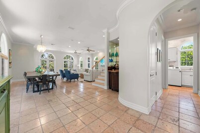 Waterfront Pink House with Private Dock & Pool!