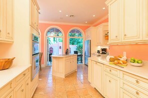 Fridge, microwave, oven, stovetop - Waterfront Pink House with Private Dock & Pool! (Captiva)