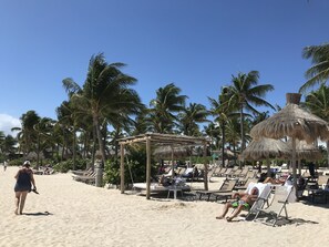 Sun-loungers, beach towels