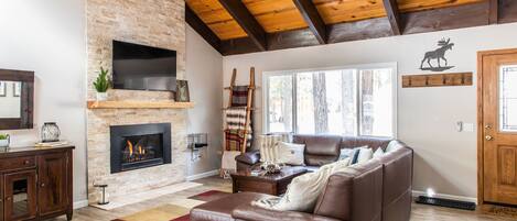 Televisión y chimenea