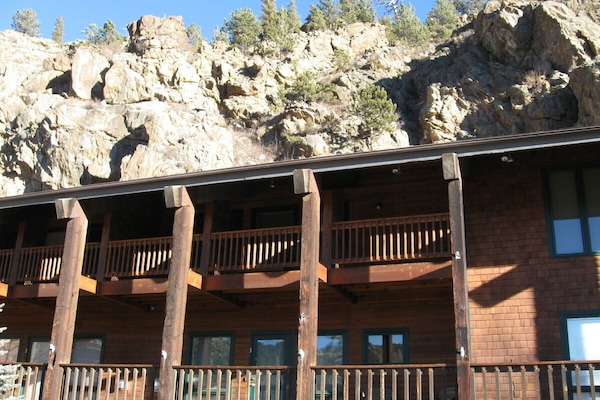Premier location in downtown Estes Park, unit on two floors, large balcony