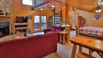 TV, fireplace, offices