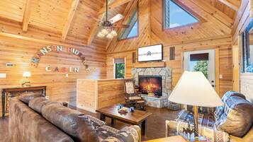 Smart TV, fireplace, table football, stereo