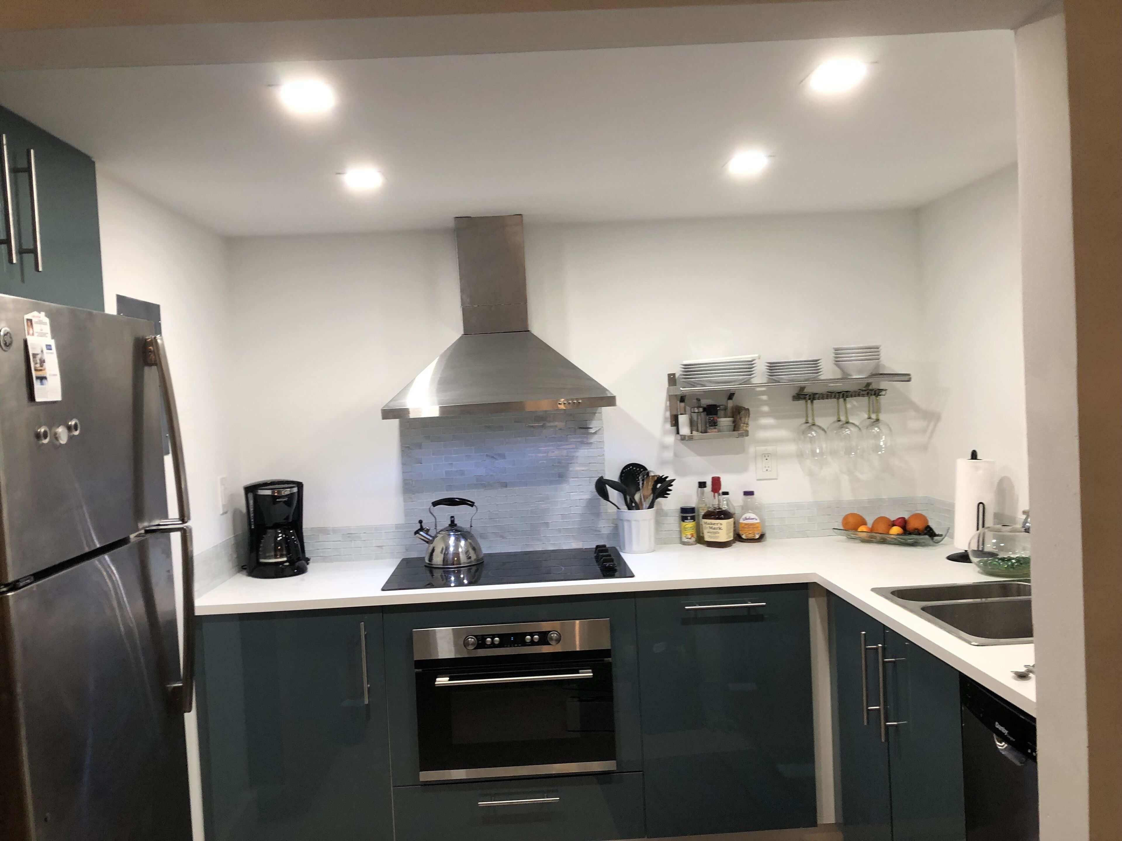 Fridge, microwave, oven, dishwasher