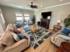 TV, fireplace, DVD player, books - Beach Block End Unit with Ocean Views From All Rooms!! (Wildwood Crest)