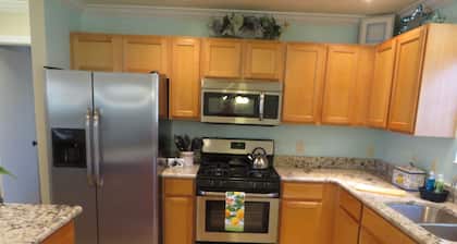 Hermosa casa de diseño 3/2, que admite mascotas, WiFi gratis, carrito de golf, jacuzzi
