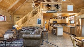 Smart TV, fireplace, DVD player, foosball
