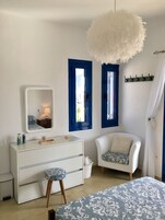 Romantic Apartment, 1 Bedroom, Partial Sea View (Aphrodite) | 1 bedroom, blackout drapes, iron/ironing board, bed sheets