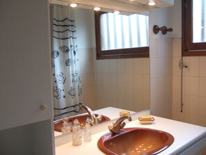 Bathtub, hair dryer