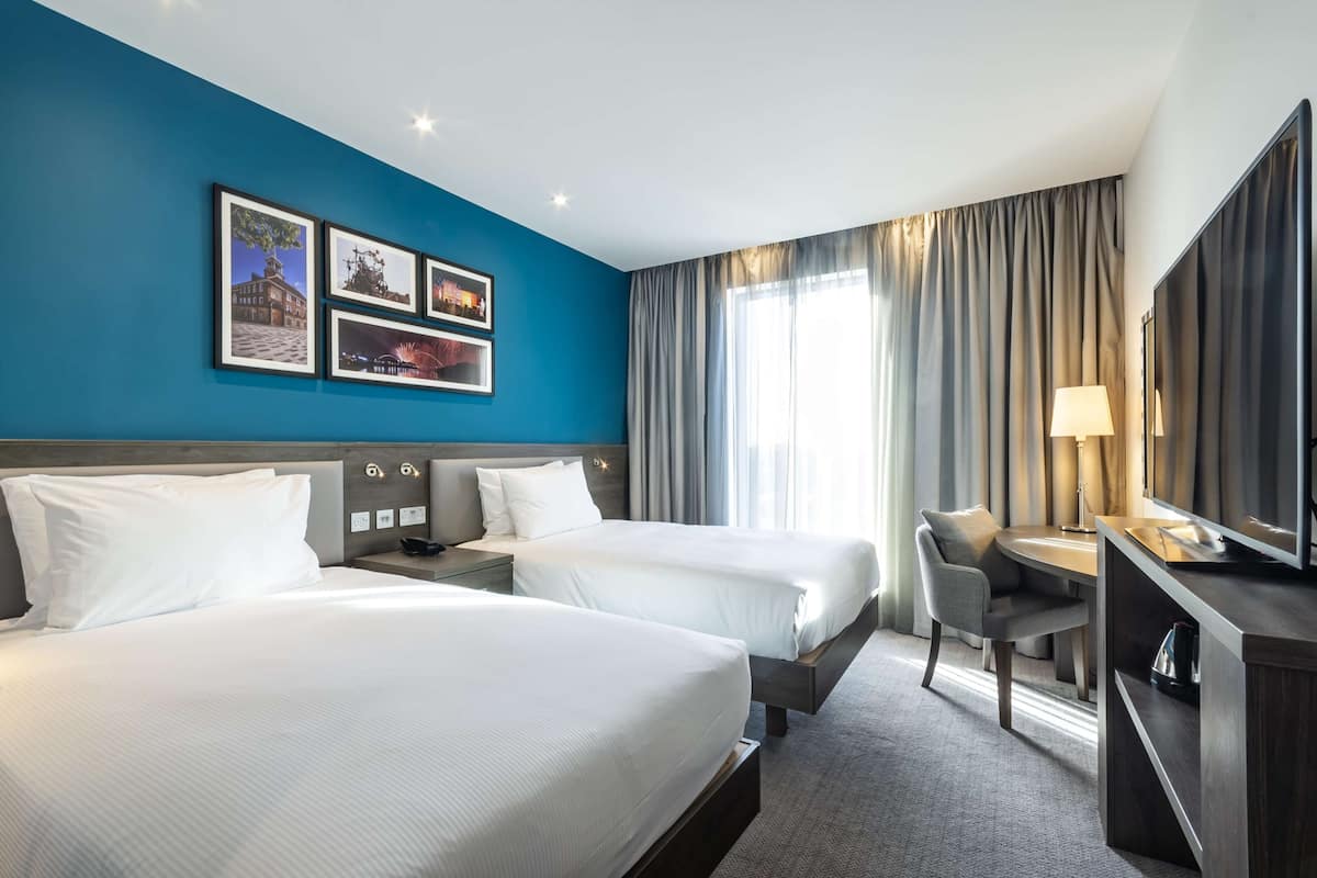 In-room safe, desk, laptop workspace, blackout drapes