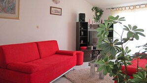 Una televisión, una chimenea, un reproductor de DVD