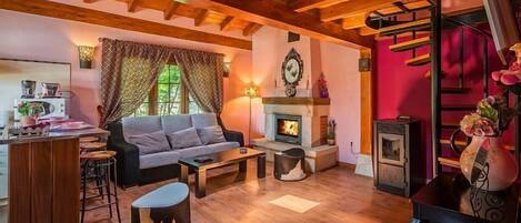 Télévision, cheminée