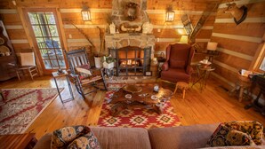 Cabin, Multiple Beds (Mont Vue) | Living room | Fireplace - Mont Vue (Townsend)