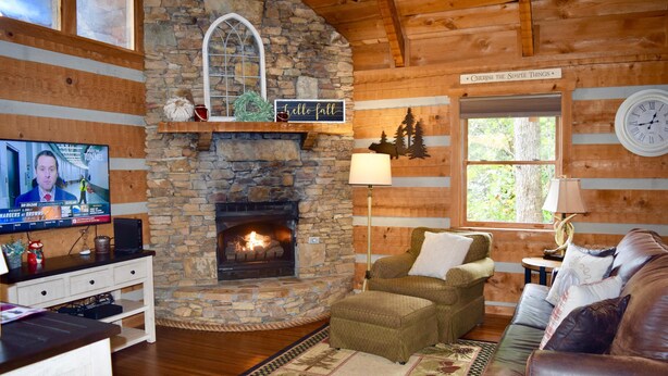 Cabin, 1 King Bed (A View for Two) | Living area - A View for Two (Townsend)