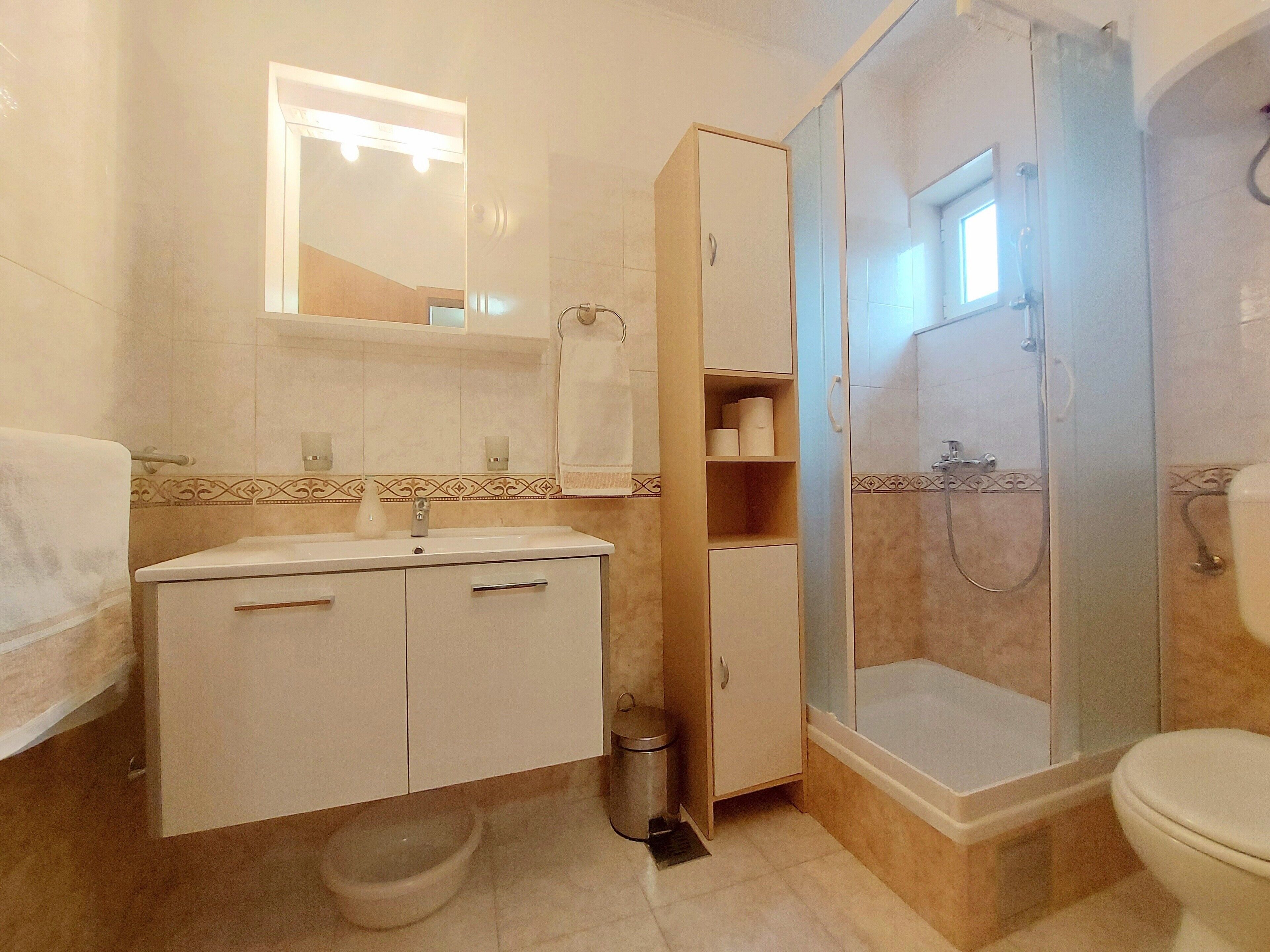 Shower, hair dryer