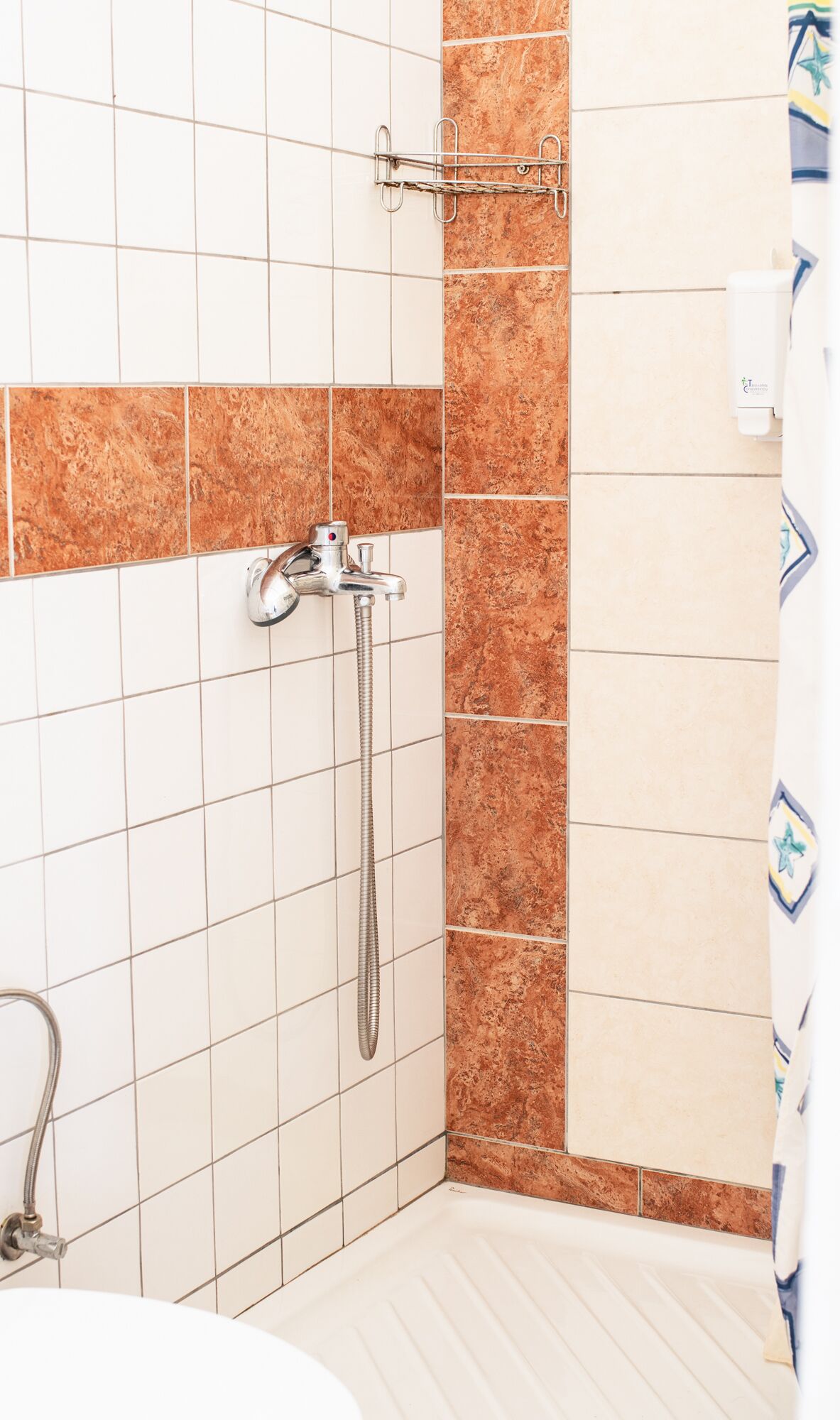 Een douche, een haardroger, handdoeken, zeep