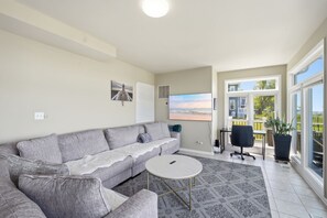 Smart TV, fireplace, DVD player
