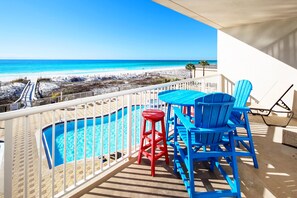Outdoor dining - Summer Place 305 • Amazing Ocean View - Platinum Beachfront Condo, Pool, Hot Tub, Free Bch Serv (Fort Walton Beach)