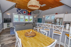 Interior - Spectacular ocean front cottage; expansive views from the upper deck and reverse floor plan (Bald Head Island)