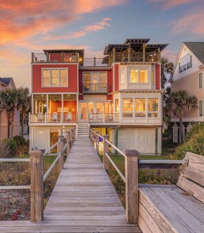 Exterior - Charleston Coast Vacations "Pink Flamingo" ~ Rooftop Wet Bar & Game Room (Folly Beach)