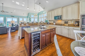 Fridge, microwave, oven, stovetop - Premier Oceanfront Dog Friendly w/ Pool, Hot Tub, Elevator, Theater and Game Rms (Rodanthe)
