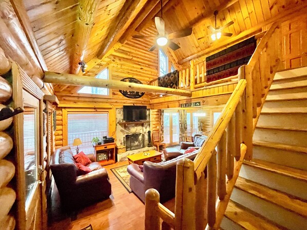 Smart TV, fireplace, DVD player, foosball