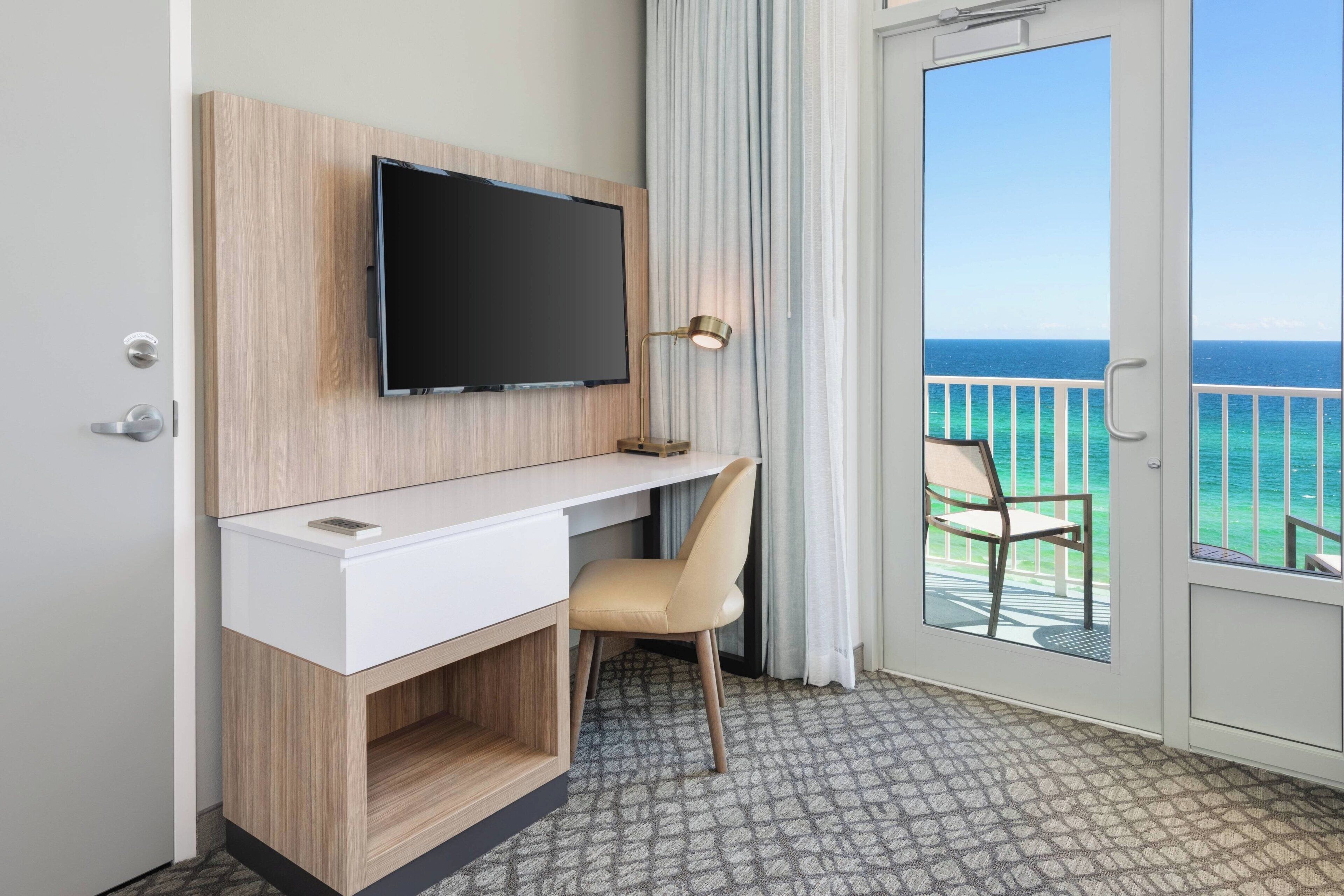 corner family suite, 1 king bed with sofa bed and bunk beds, gulf view, balcony | beach | on the beach, white sand