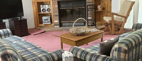 TV, fireplace, DVD player, table football