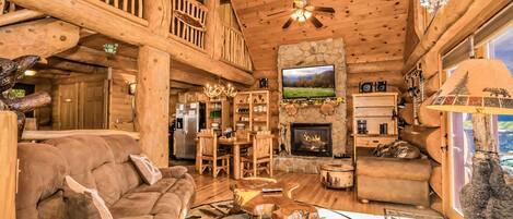 TV, fireplace, DVD player