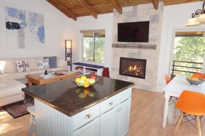 TV, fireplace, stereo