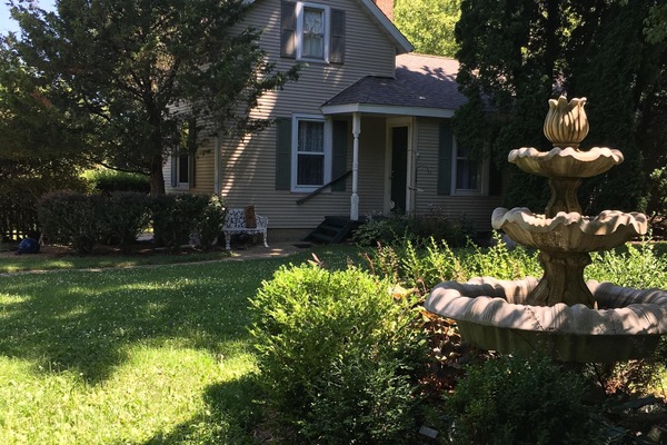 Front view of the guesthouse from the garden.