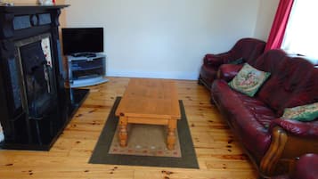 TV, fireplace, DVD player, books