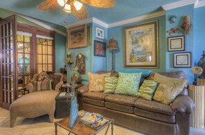 Smart TV, DVD player, books, video library