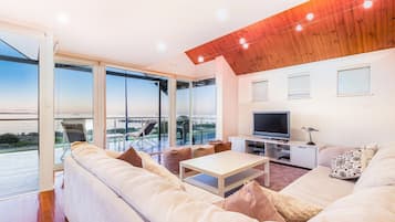 Smart TV, DVD player, books, video library