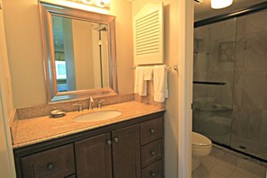 Hair dryer, towels, soap