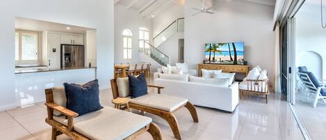 TV, DVD player, stereo