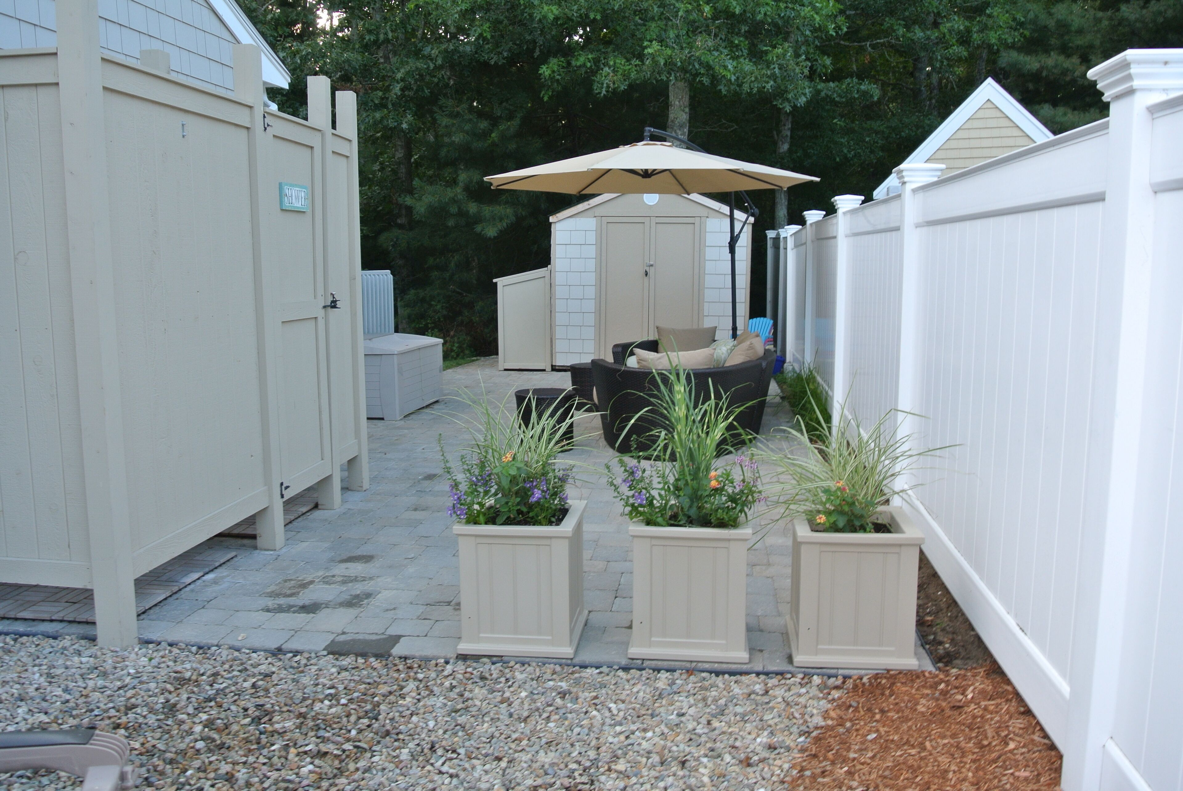 Outdoor Shower and Patio Area