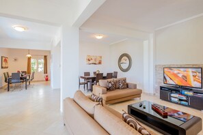 TV, DVD player, books