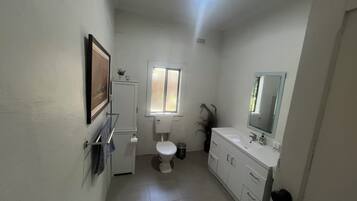 Towels, soap, shampoo, toilet paper